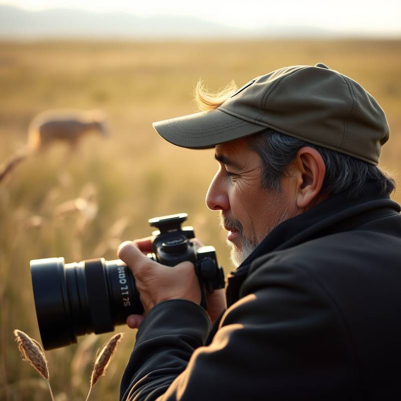 Photojournalist taking pictures in the field